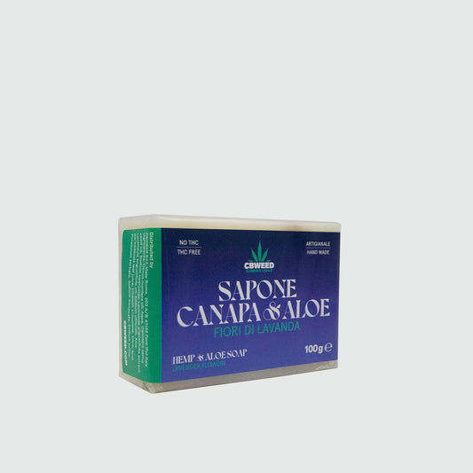 Jabón de cáñamo con aloe vera y flores de lavanda