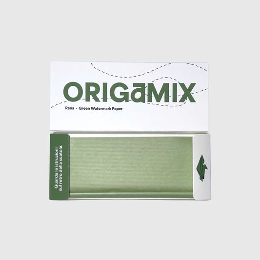 Origamix Rana – Papel de liar de arroz verde con filigrana (King Size Slim)